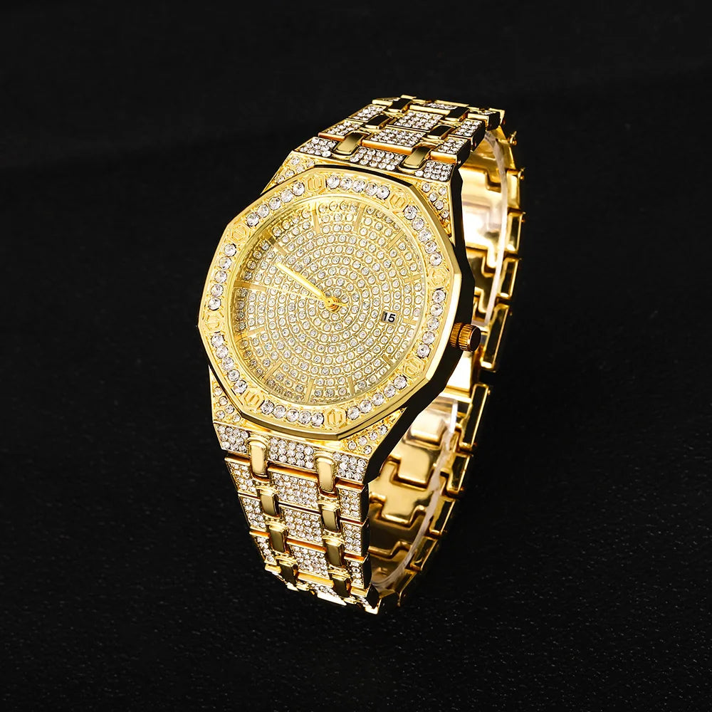 Iced Out Men’s Gold Diamond Luxury Watch