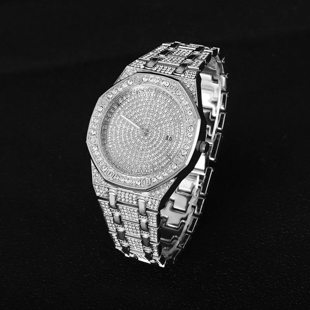 Iced Out Men’s Gold Diamond Luxury Watch