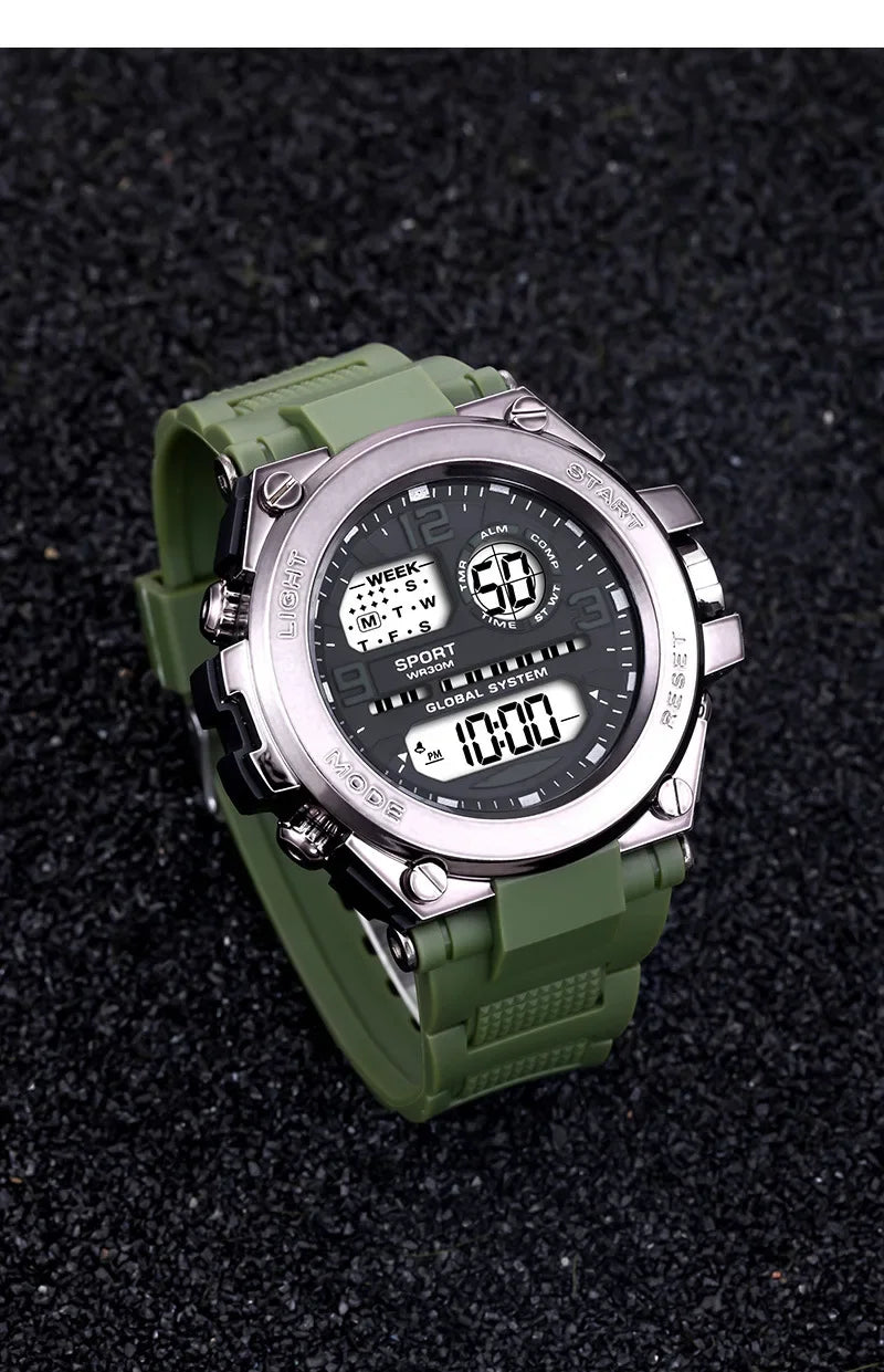 Multifunction Men’s Sports Watch with LED Dial