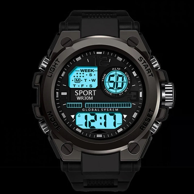 Multifunction Men’s Sports Watch with LED Dial