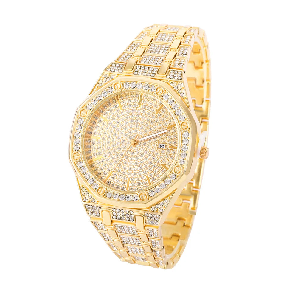 Iced Out Men’s Gold Diamond Luxury Watch