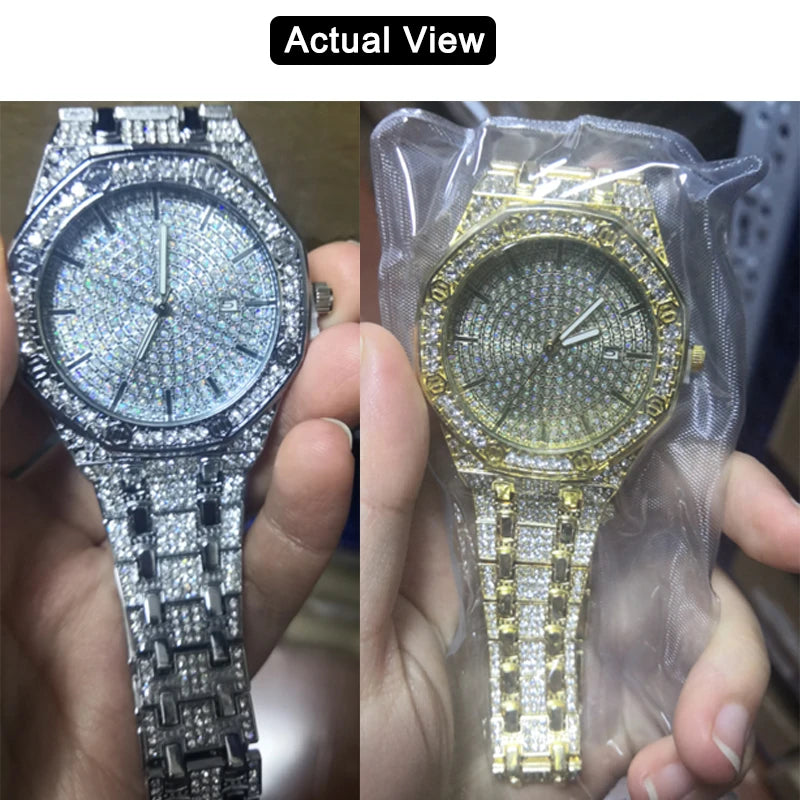 Iced Out Men’s Gold Diamond Luxury Watch
