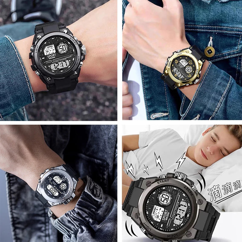 Multifunction Men’s Sports Watch with LED Dial