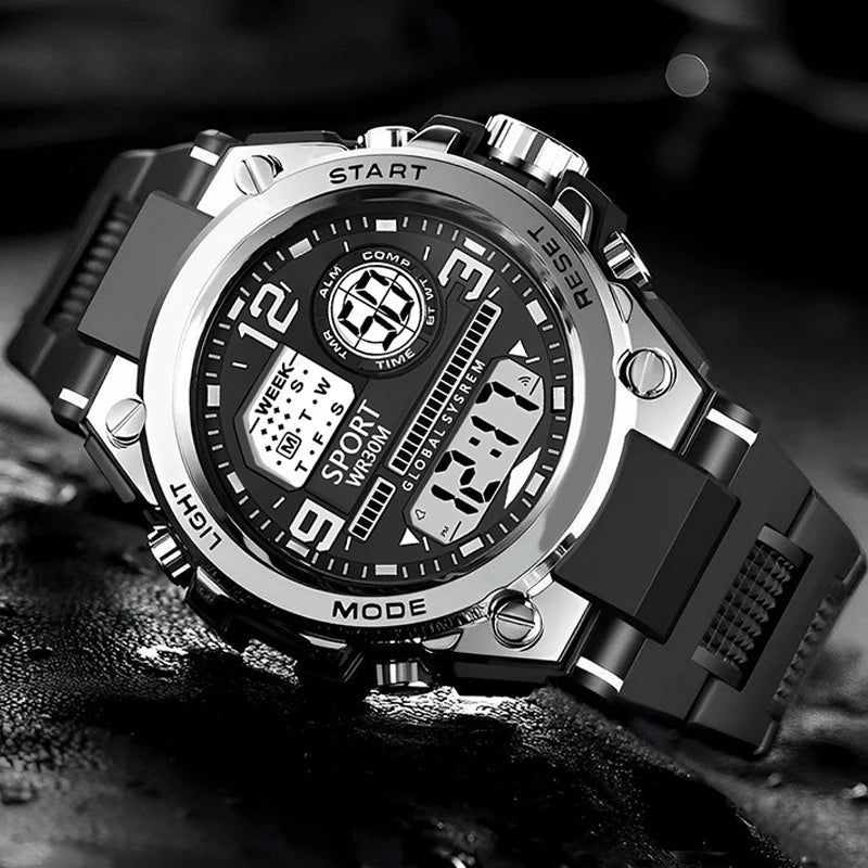 Multifunction Men’s Sports Watch with LED Dial