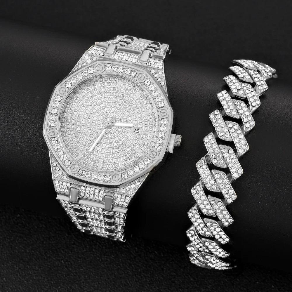 Iced Out Men’s Gold Diamond Luxury Watch