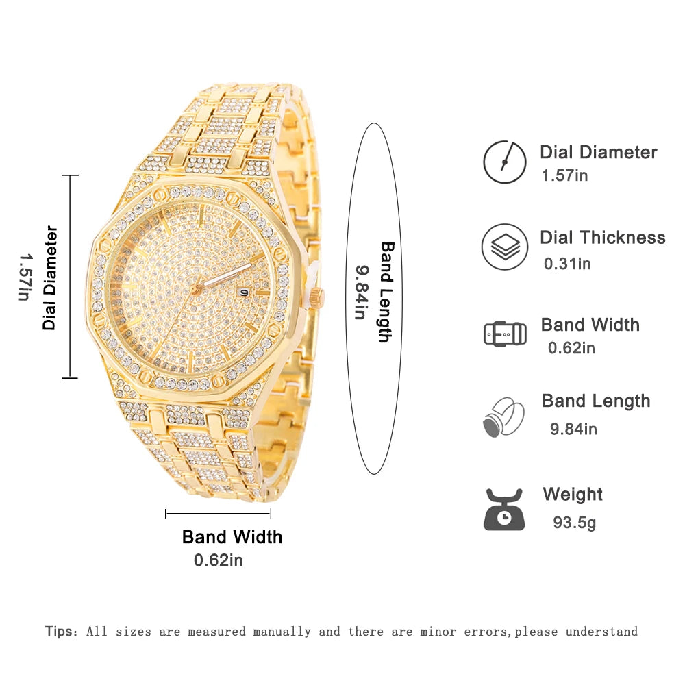 Iced Out Men’s Gold Diamond Luxury Watch