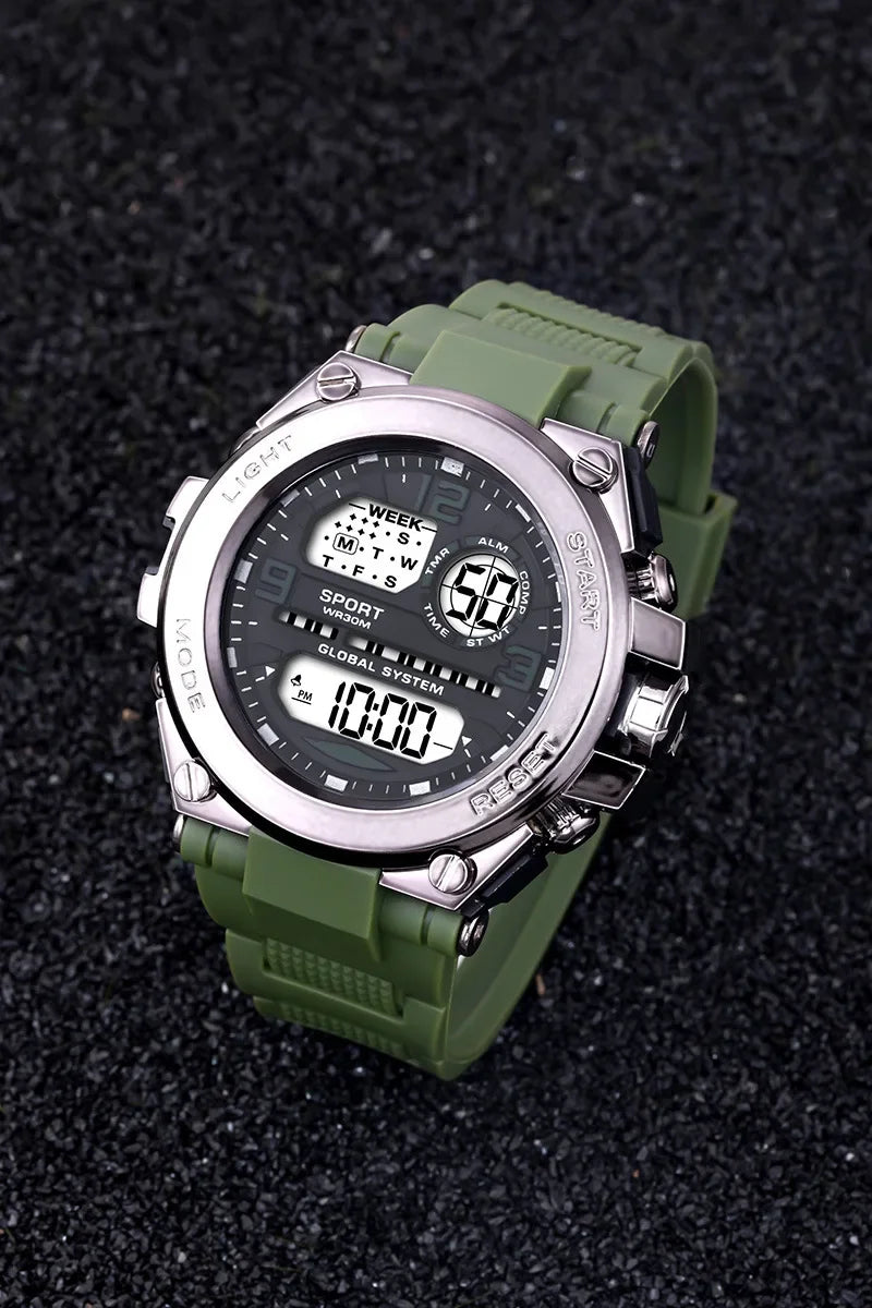 Multifunction Men’s Sports Watch with LED Dial