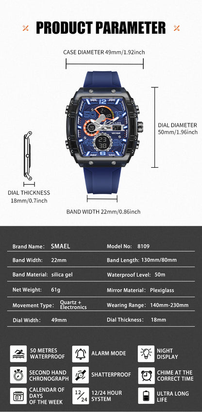 SMAEL 8109 Dual-Display Electronic Watch
