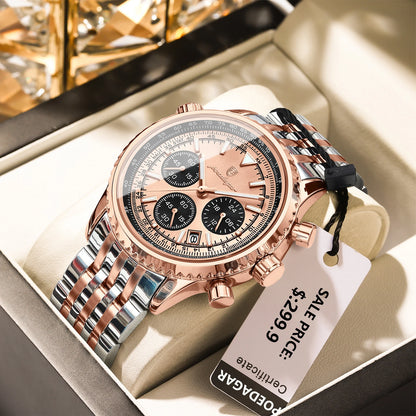POEDAGAR Men’s Luxury Date Chronograph Stainless Steel Watch