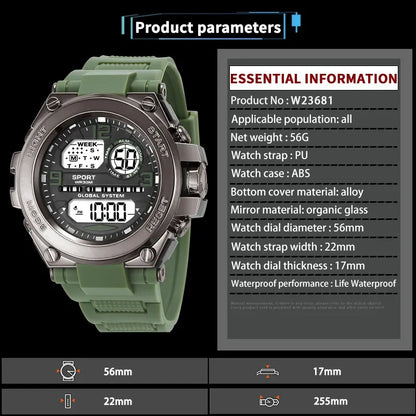 Multifunction Men’s Sports Watch with LED Dial