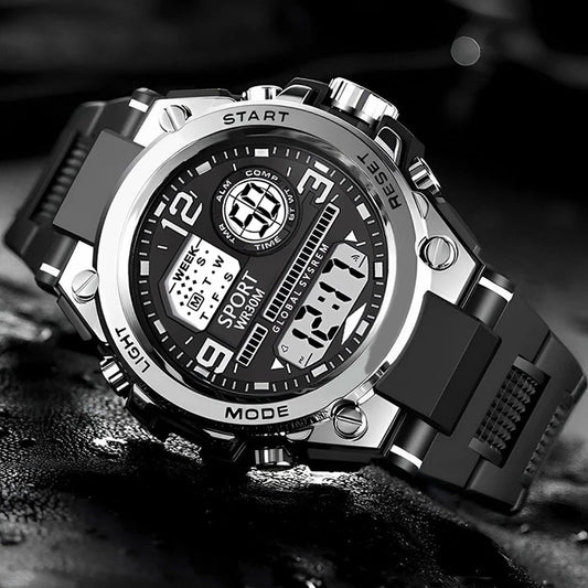 Multifunction Men’s Sports Watch with LED Dial